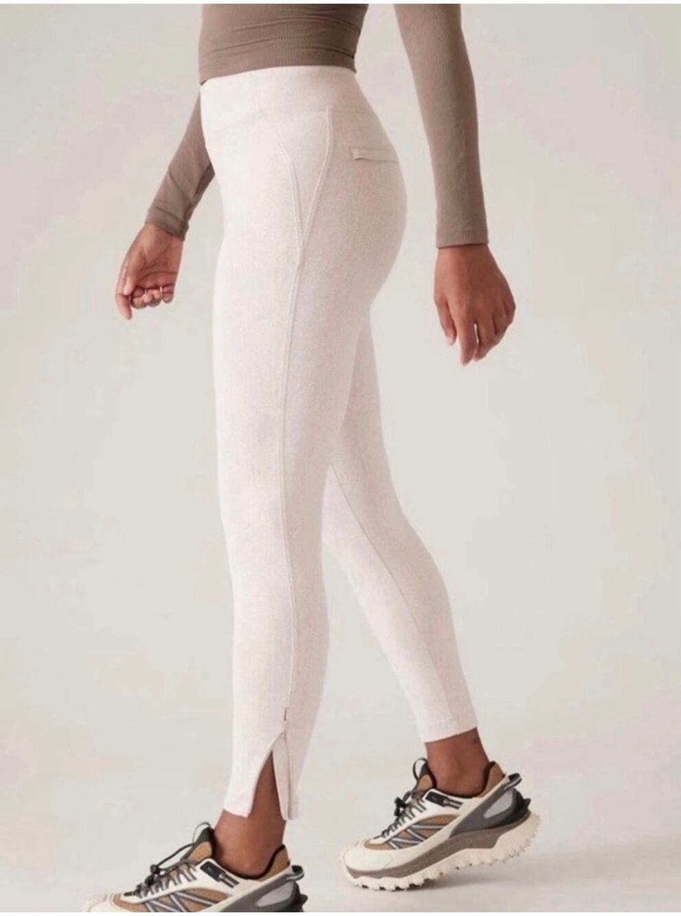 Athleta Leggings Womens Small Cream Delancey Skyline Textured Braiden Sporty